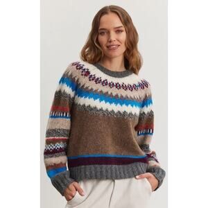 Velvet by Graham & Spencer Kella Alpaca Fair Isle Crewneck Sweater Womens Small